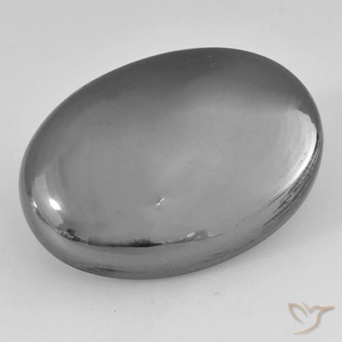 36.25ct 자연스러운 실버 그레이 적철광, 타원형, 불투명체