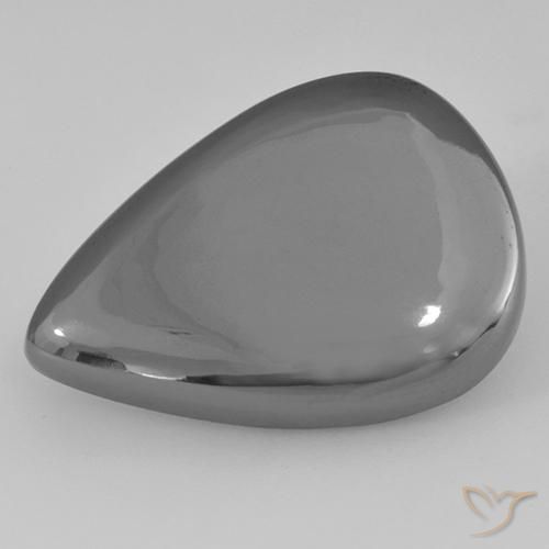 28.80ct 자연스러운 실버 그레이 적철광, 배 모양, 불투명체