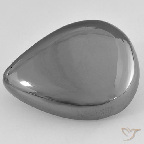 37.08ct 자연스러운 미디엄 그레이 적철광, 배 모양, 불투명체