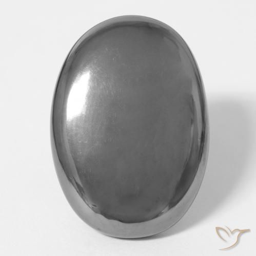 30.46ct 자연스러운 미디엄 그레이 적철광, 타원형, 불투명체