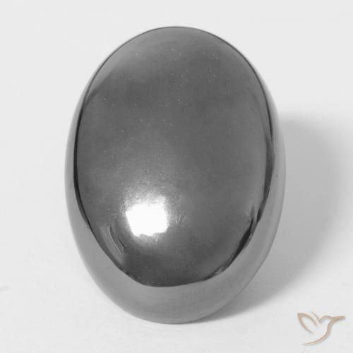 28.61ct 자연스러운 실버 그레이 적철광, 타원형, 불투명체