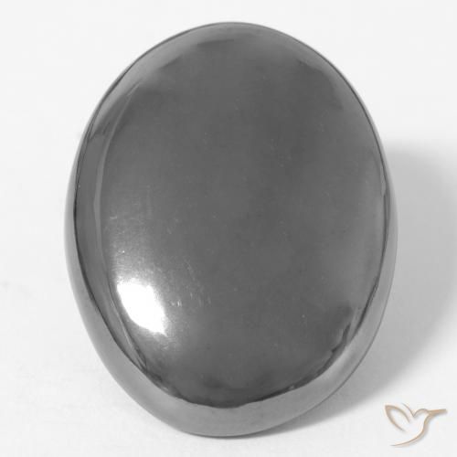 35.42ct 자연스러운 미디엄 그레이 적철광, 타원형, 불투명체