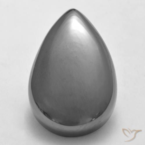 35.96ct 자연스러운 미디엄 그레이 적철광, 배 모양, 불투명체