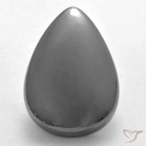 30.61ct 자연스러운 실버 그레이 적철광, 배 모양, 불투명체