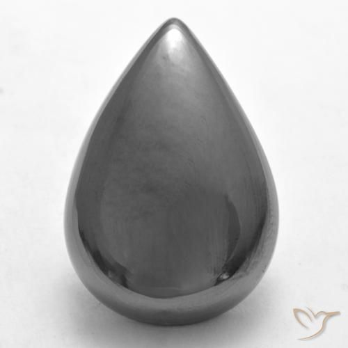 33.79ct 자연스러운 미디엄 그레이 적철광, 배 모양, 불투명체