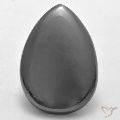 26.26ct 자연스러운 실버 그레이 적철광, 배 모양, 불투명체