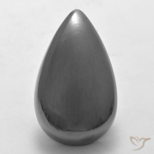 28.90ct 자연스러운 미디엄 그레이 적철광, 배 모양, 불투명체