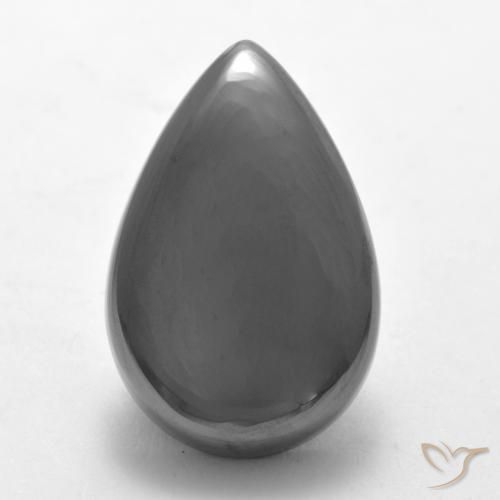 19.33ct 자연스러운 실버 그레이 적철광, 배 모양, 불투명체