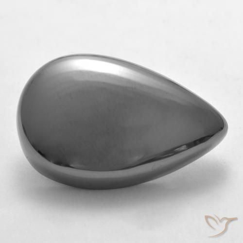 28.17ct 자연스러운 미디엄 그레이 적철광, 배 모양, 불투명체