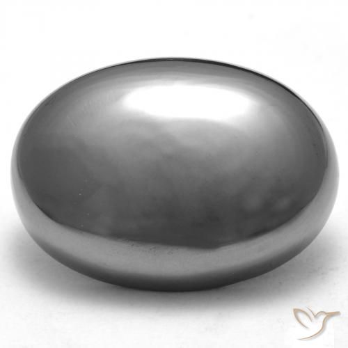 29.63ct 자연스러운 실버 그레이 적철광, 타원형, 불투명체