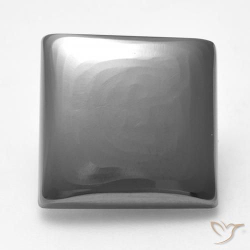 18.53ct 자연스러운 실버 그레이 적철광, 정사각형, 불투명체
