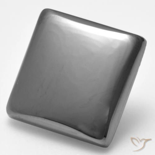 19.04ct 자연스러운 실버 그레이 적철광, 정사각형, 불투명체