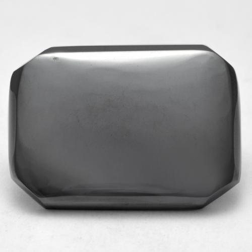 17.73캐럿 천연 미디엄 그레이 적철광, 에메랄드 컷, 불투명체