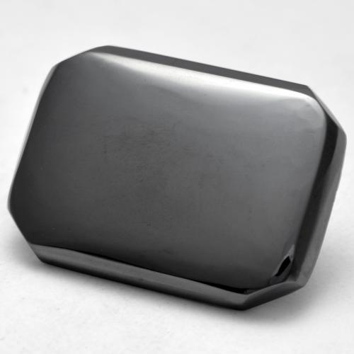 17.73캐럿 천연 미디엄 그레이 적철광, 에메랄드 컷, 불투명체