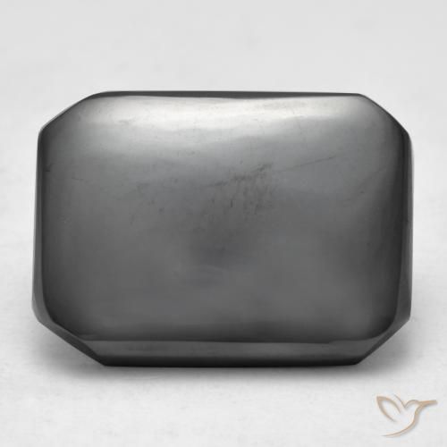 16.40ct 자연스러운 미디엄 그레이 적철광, 에메랄드 컷, 불투명체