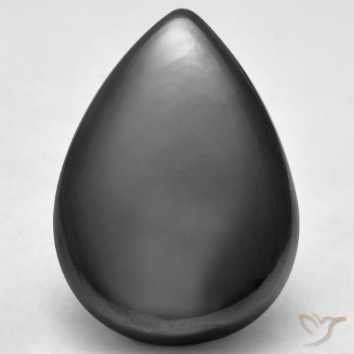 33.56ct 자연스러운 미디엄 그레이 적철광, 배 모양, 불투명체