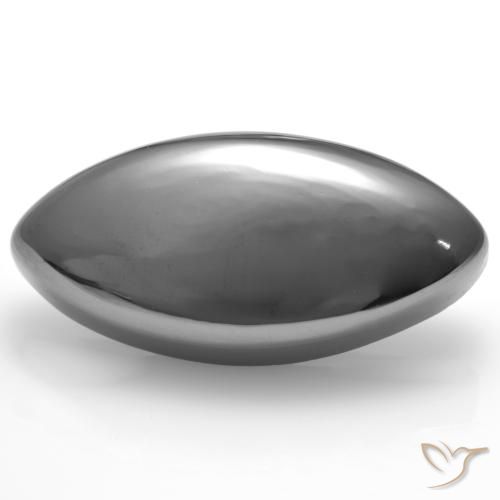 25.87캐럿 천연 실버 그레이 헤마타이트, 마퀴즈, 25.2×12.3 mm, 불투명체