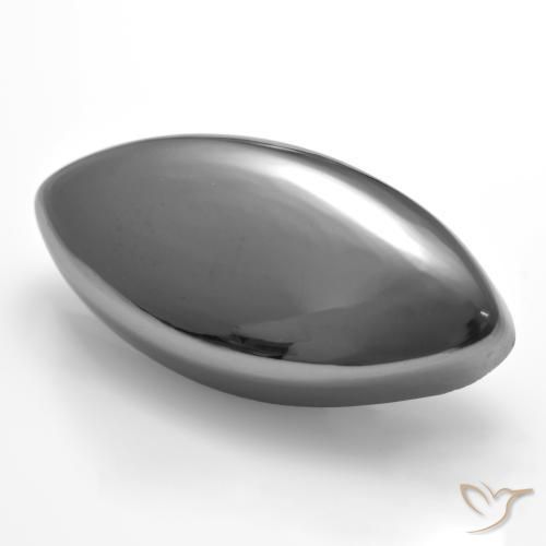 25.87캐럿 천연 실버 그레이 헤마타이트, 마퀴즈, 25.2×12.3 mm, 불투명체