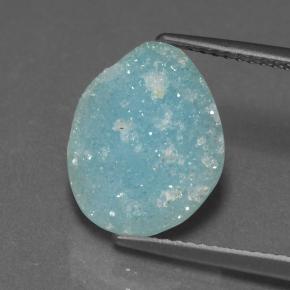 4.15캐럿 천연 라이트 블루 헤미모르파이트 드루지, 멋진 모양, 13.5×10.8 mm, 불투명체