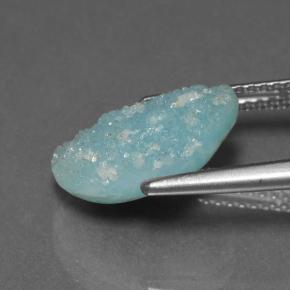 4.15캐럿 천연 라이트 블루 헤미모르파이트 드루지, 멋진 모양, 13.5×10.8 mm, 불투명체