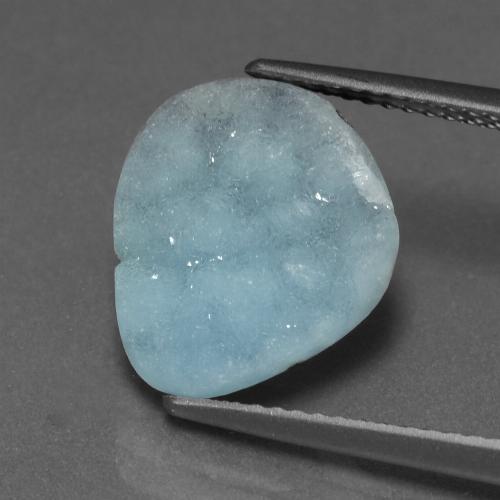 5.33캐럿 천연 라이트 블루 그린 헤미모르파이트 드루지, 멋진 모양, 13.1×11.2 mm, 불투명체