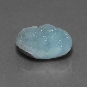 5.33캐럿 천연 라이트 블루 그린 헤미모르파이트 드루지, 멋진 모양, 13.1×11.2 mm, 불투명체