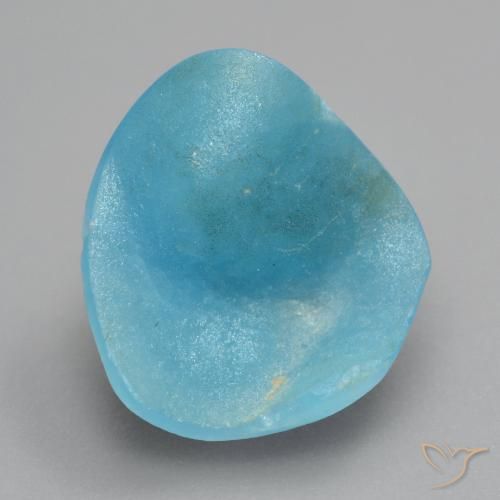 6.97캐럿 천연 베이비 블루 헤미모르파이트 드루지, 멋진 모양, 14.2×13.6 mm, 불투명체