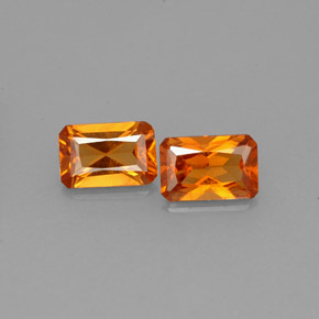캐럿 천연 만다린 오렌지 헤소나이트 가넷 보석, 에메랄드 컷, 6×4 mm, VS