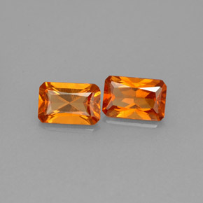 캐럿 천연 만다린 오렌지 헤소나이트 가넷 보석, 에메랄드 컷, 6×4 mm, VS