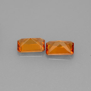 캐럿 천연 만다린 오렌지 헤소나이트 가넷 보석, 에메랄드 컷, 6×4 mm, VS