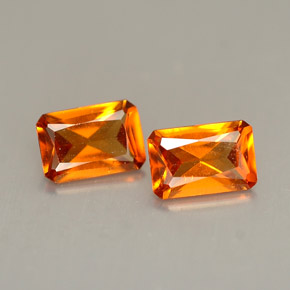 캐럿 천연 만다린 오렌지 헤소나이트 가넷 보석, 에메랄드 컷, 5.9×4.1 mm, VS