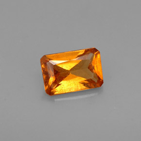0.63캐럿 천연 만다린 오렌지 헤소나이트 가넷, 에메랄드 컷, 6.1×4.1 mm, VS