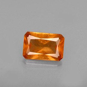 0.65캐럿 천연 오렌지 헤소나이트 가넷, 에메랄드 컷, 6.1×4.1 mm, VS