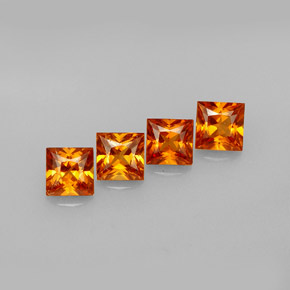 캐럿 천연 만다린 오렌지 헤소나이트 가넷 보석, 스퀘어, 4×4 mm, VS