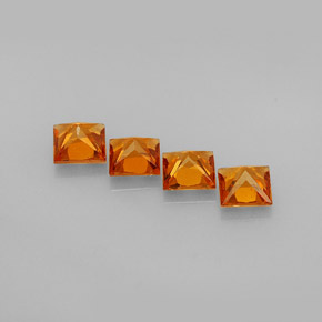 캐럿 천연 만다린 오렌지 헤소나이트 가넷 보석, 스퀘어, 4×4 mm, VS