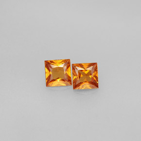 캐럿 천연 만다린 오렌지 헤소나이트 가넷 보석, 스퀘어, 4×3.9 mm, VS