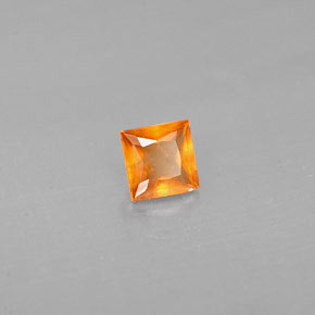 0.32캐럿 천연 만다린 오렌지 헤소나이트 가넷, 스퀘어, 3.9×3.9 mm, VS