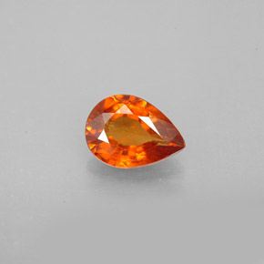 0.84캐럿 천연 만다린 오렌지 헤소나이트 가넷, 배 모양, 7.4×5.3 mm, SI