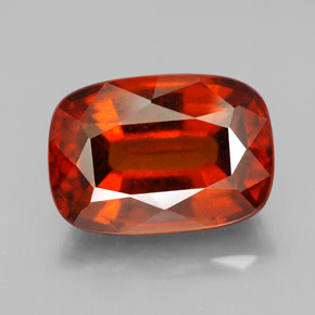 6.52캐럿 천연 딥 오렌지 헤소나이트 가넷, 쿠션 컷, 12.6×8.9 mm, VS