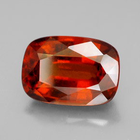 6.52캐럿 천연 딥 오렌지 헤소나이트 가넷, 쿠션 컷, 12.6×8.9 mm, VS