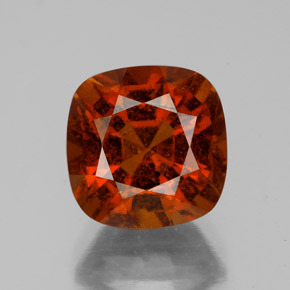 4.07캐럿 천연 시나몬 오렌지 헤소나이트 가넷, 쿠션 컷, 8.8×8.8 mm, VS-SI