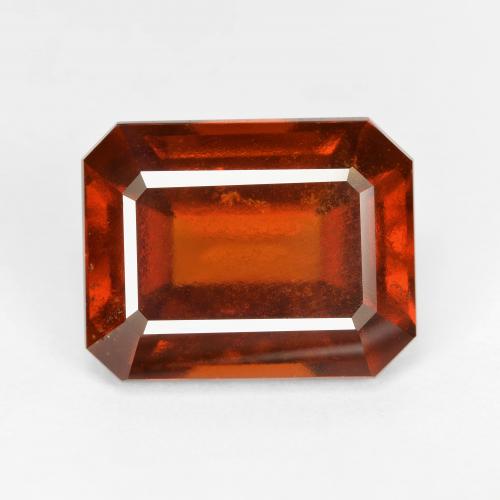 8.89캐럿 천연 딥 오렌지 레드 헤소나이트 가넷, 에메랄드 컷, 12.9×10.2 mm, VS