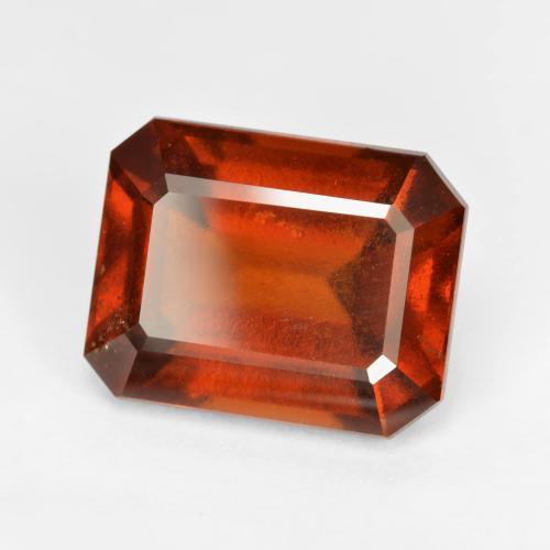 8.89캐럿 천연 딥 오렌지 레드 헤소나이트 가넷, 에메랄드 컷, 12.9×10.2 mm, VS
