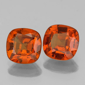 1.98캐럿 천연 붉은빛 오렌지 헤소나이트 가넷 보석, 쿠션 컷, 6.1×6 mm, SI