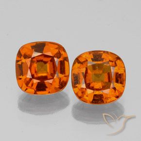2.12캐럿 오렌지 헤소나이트 가넷, 스리랑카산 6.1 x 6.1mm 쿠션 컷, Photo A