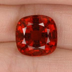 5.35캐럿 천연 시나몬 오렌지 헤소나이트 가넷, 쿠션 컷, 9.7×9.7 mm, VS-SI