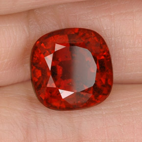 5.35캐럿 천연 시나몬 오렌지 헤소나이트 가넷, 쿠션 컷, 9.7×9.7 mm, VS-SI