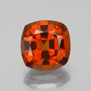 2.25캐럿 천연 파이어 레드 헤소나이트 가넷, 쿠션 컷, 7.6×7.6 mm, VS-SI