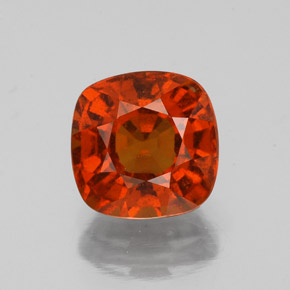 2.04캐럿 천연 시나몬 오렌지 헤소나이트 가넷, 쿠션 컷, 7.1×7.1 mm, VS-SI