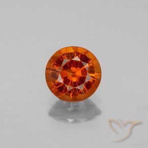 1.22캐럿 천연 딥 오렌지 헤소나이트 가넷, 라운드 컷, 6.60 mm, SI